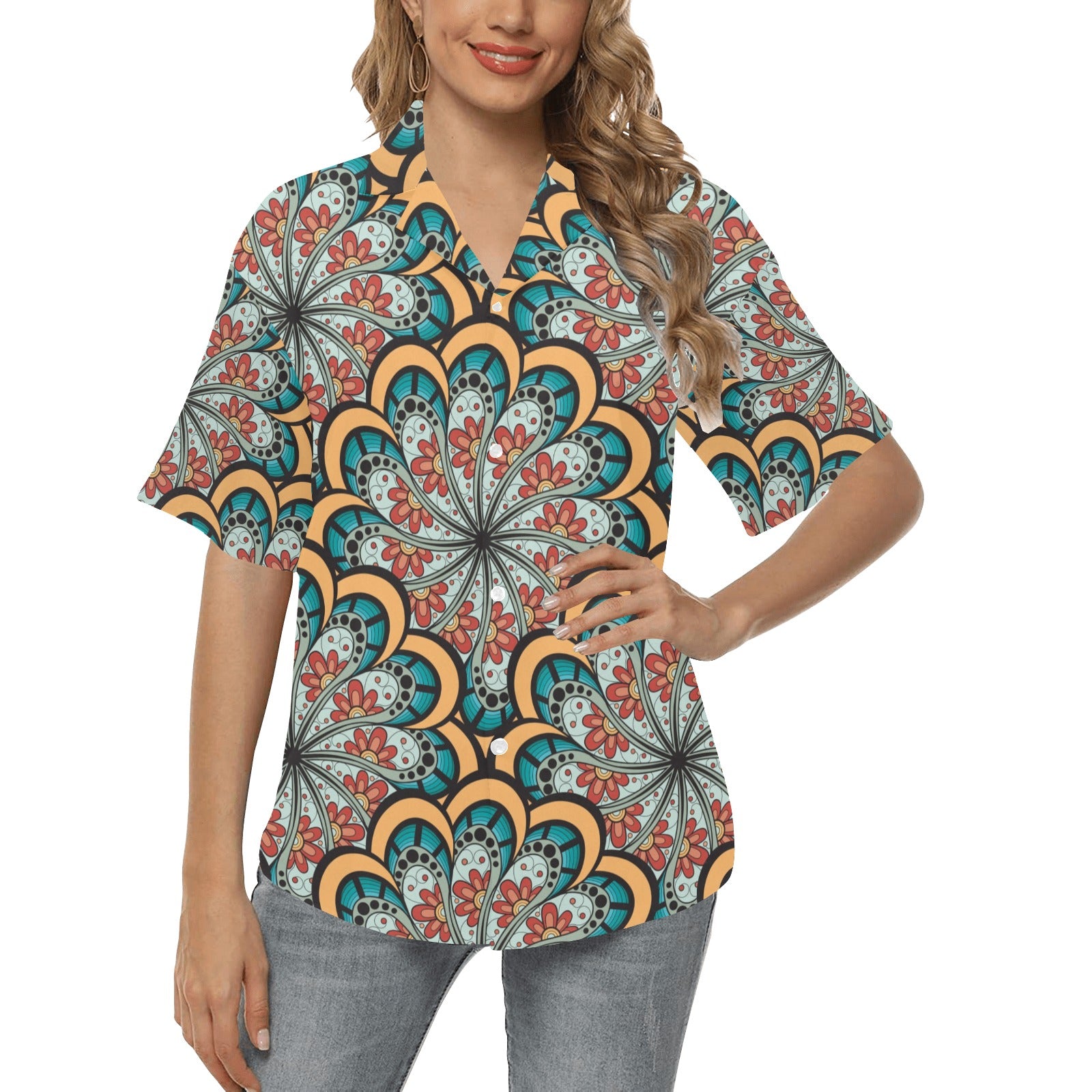 Mandala Pattern Print Design 01 Women's Hawaiian Shirt