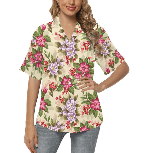 Summer Floral Pattern Print Design SF08 Women's Hawaiian Shirt