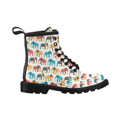Elephant Colorful Print Pattern Women's Boots