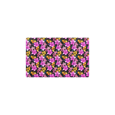 Tropical Folower Pink Hibiscus Print Kitchen Mat