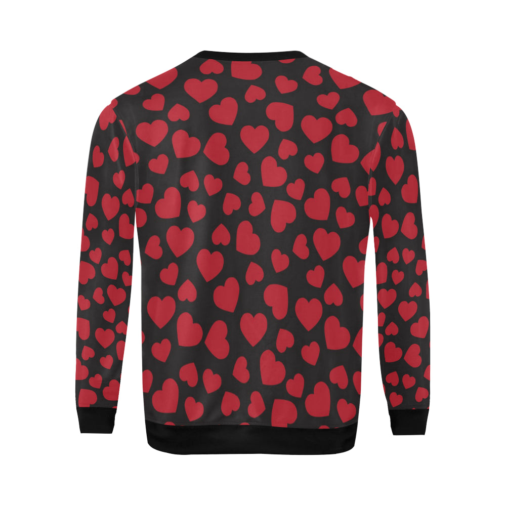 Heart Red Pattern Print Design HE01 Men Long Sleeve Sweatshirt