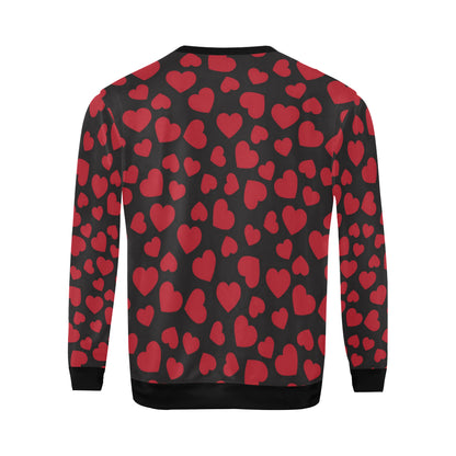 Heart Red Pattern Print Design HE01 Men Long Sleeve Sweatshirt