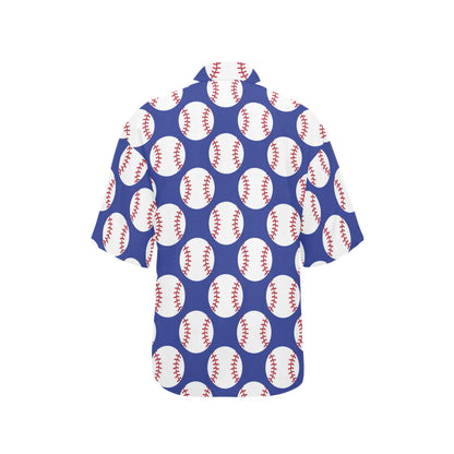 Baseball Blue Background Women's Hawaiian Shirt