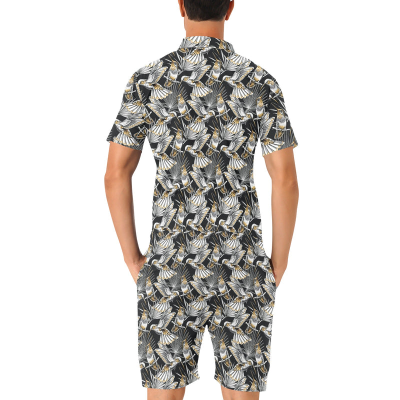 Hummingbird Gold Design Themed Print Men's Romper