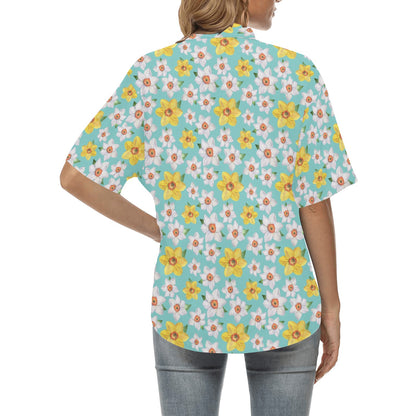 Daffodils Pattern Print Design 02 Women's Hawaiian Shirt