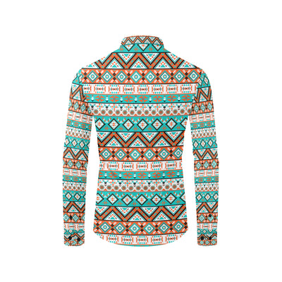 Navajo Style Print Pattern Men's Long Sleeve Shirt