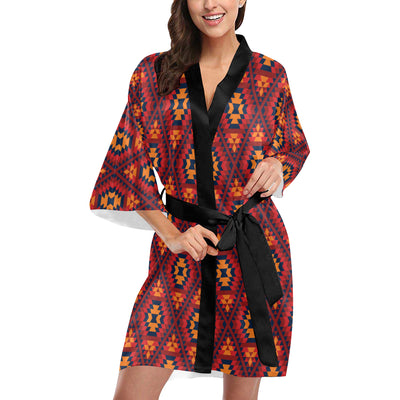 Navajo Pattern Print Design A03 Women's Short Kimono