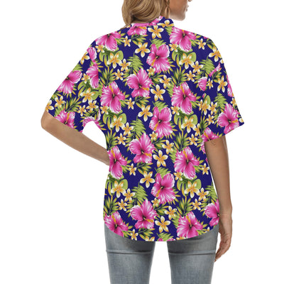 Pink Hibiscus Pattern Print Design HB027 Women's Hawaiian Shirt