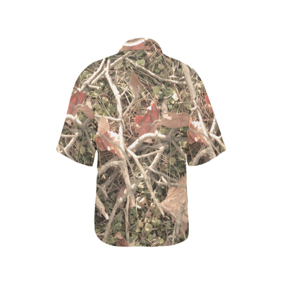 Camouflage Realistic Tree Authumn Print Women's Hawaiian Shirt