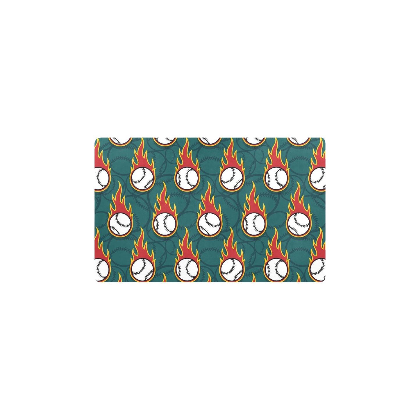Baseball Fire Print Pattern Kitchen Mat