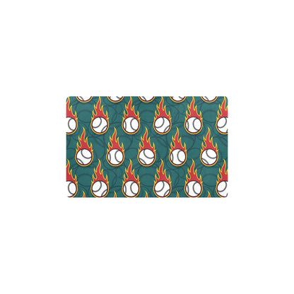Baseball Fire Print Pattern Kitchen Mat