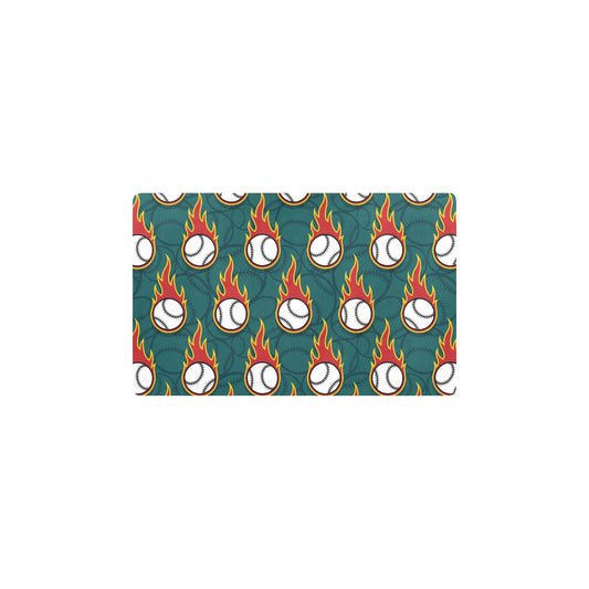 Baseball Fire Print Pattern Kitchen Mat