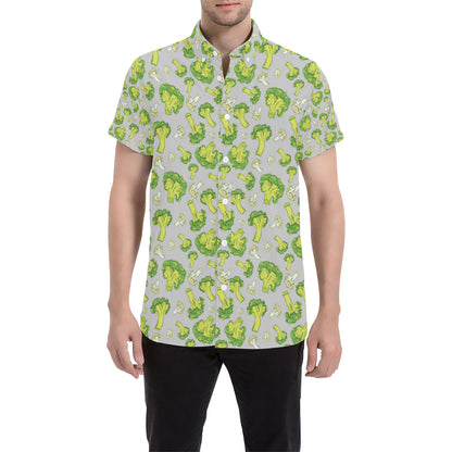 Broccoli Pattern Print Design 03 Men's Short Sleeve Button Up Shirt