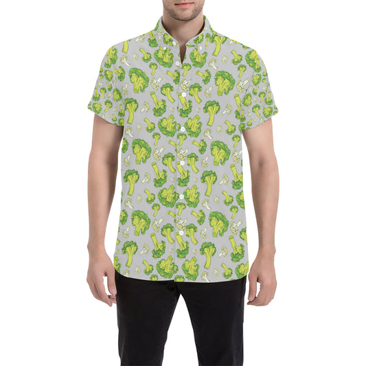 Broccoli Pattern Print Design 03 Men's Short Sleeve Button Up Shirt