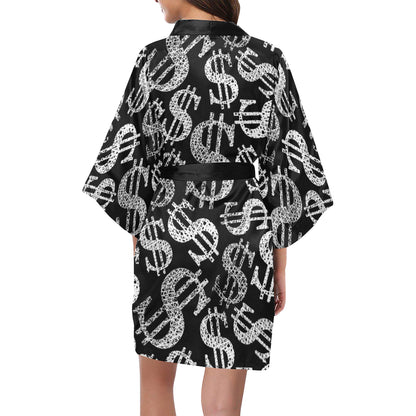 Money Pattern Print Design 02 Women's Short Kimono
