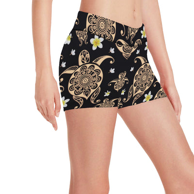 Turtle Polynesian Tribal Hawaiian Yoga Shorts