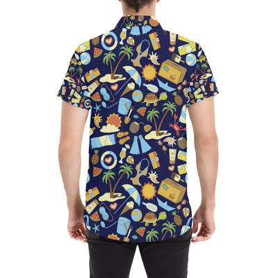 Beach Themed Pattern Print Design 04 Men's Short Sleeve Button Up Shirt