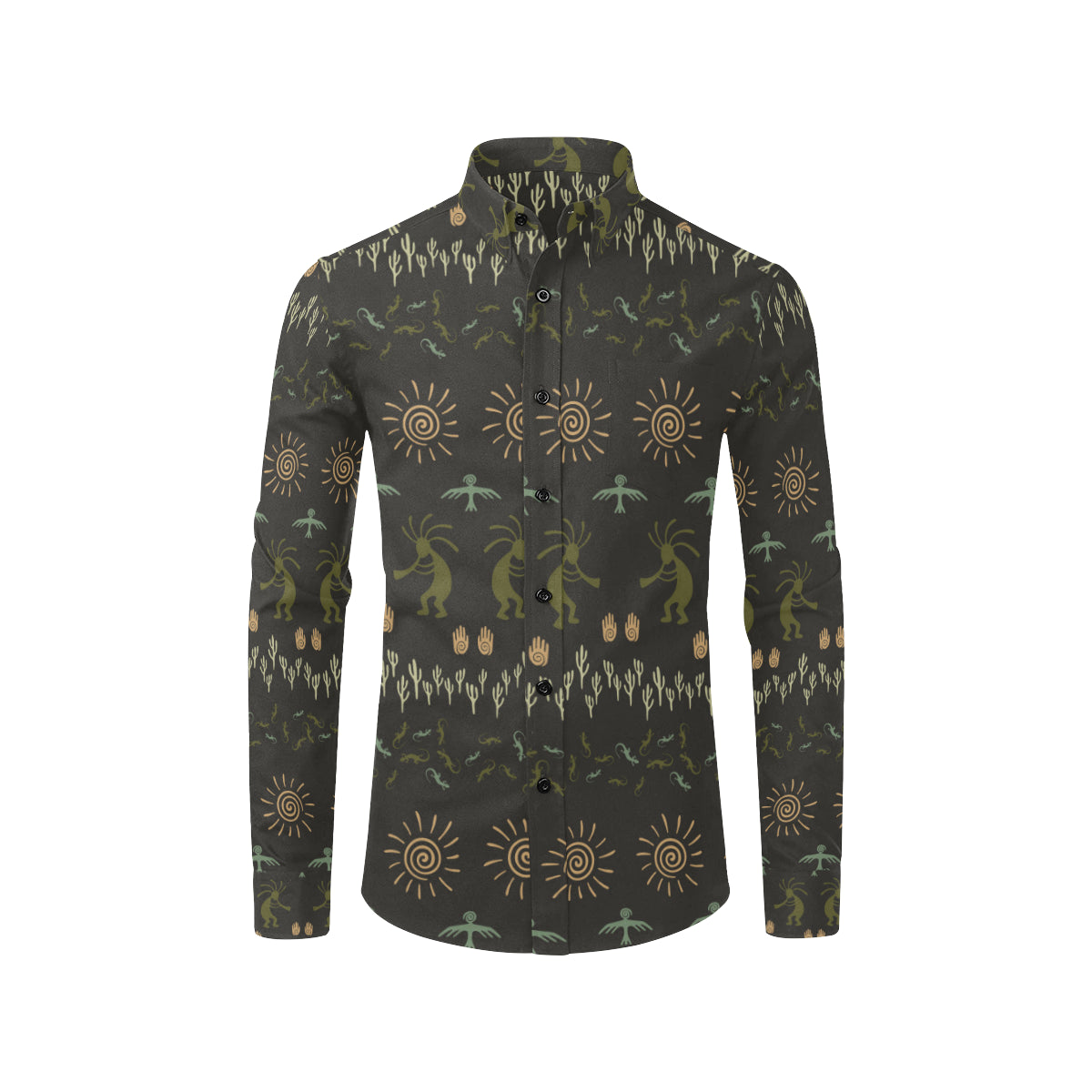 Mayan Pattern Print Design 04 Men's Long Sleeve Shirt