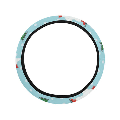 Polar Bear Pattern Print Design PB07 Steering Wheel Cover with Elastic Edge