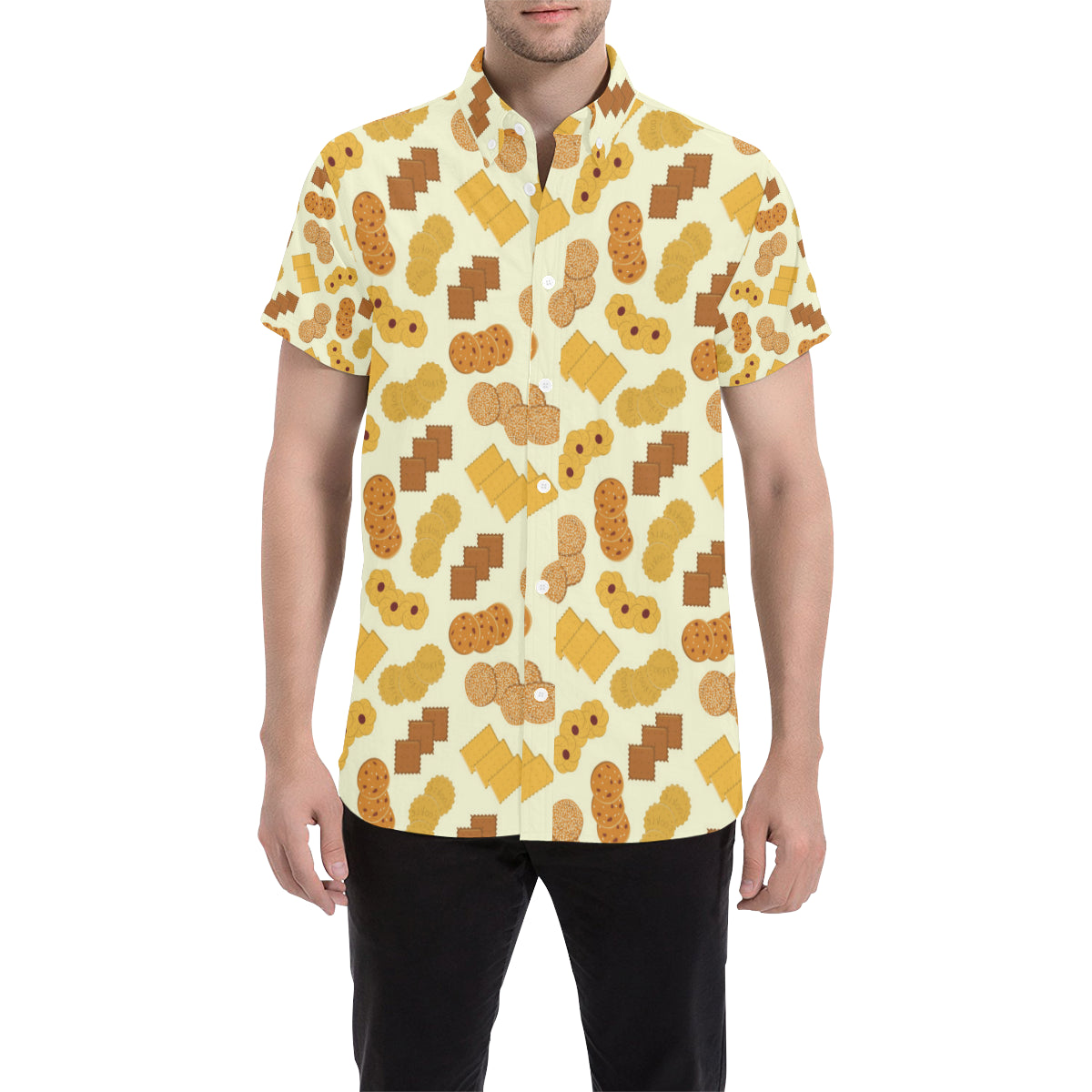 Cookie Pattern Print Design 06 Men's Short Sleeve Button Up Shirt