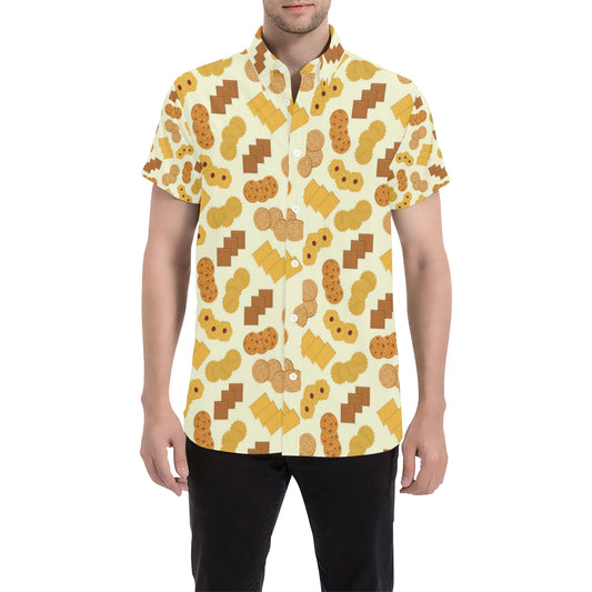 Cookie Pattern Print Design 06 Men's Short Sleeve Button Up Shirt