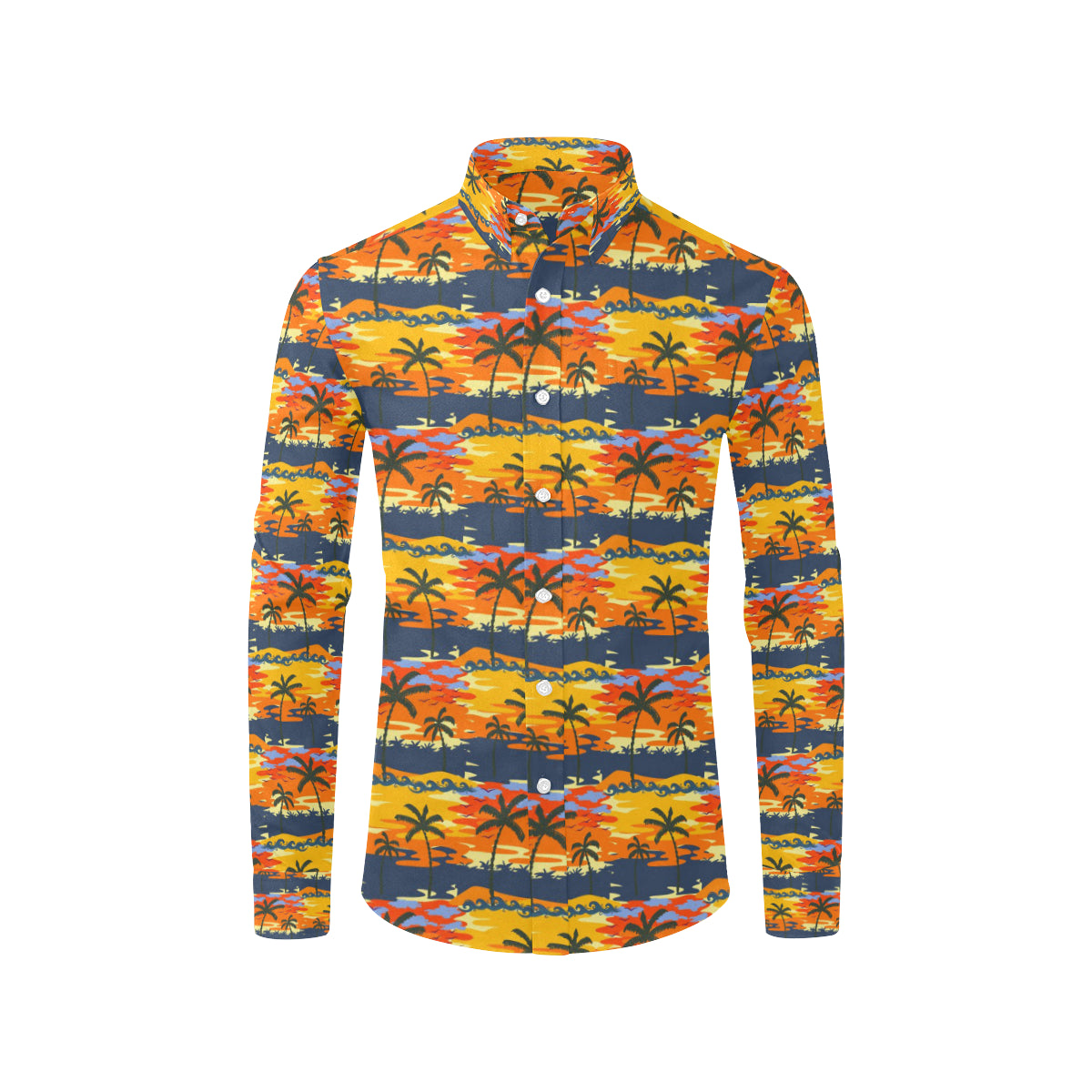 Palm Tree Pattern Print Design PT010 Men's Long Sleeve Shirt