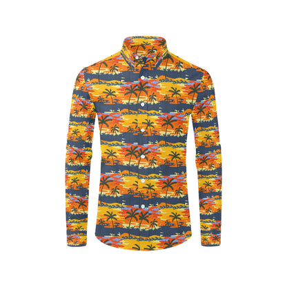 Palm Tree Pattern Print Design PT010 Men's Long Sleeve Shirt