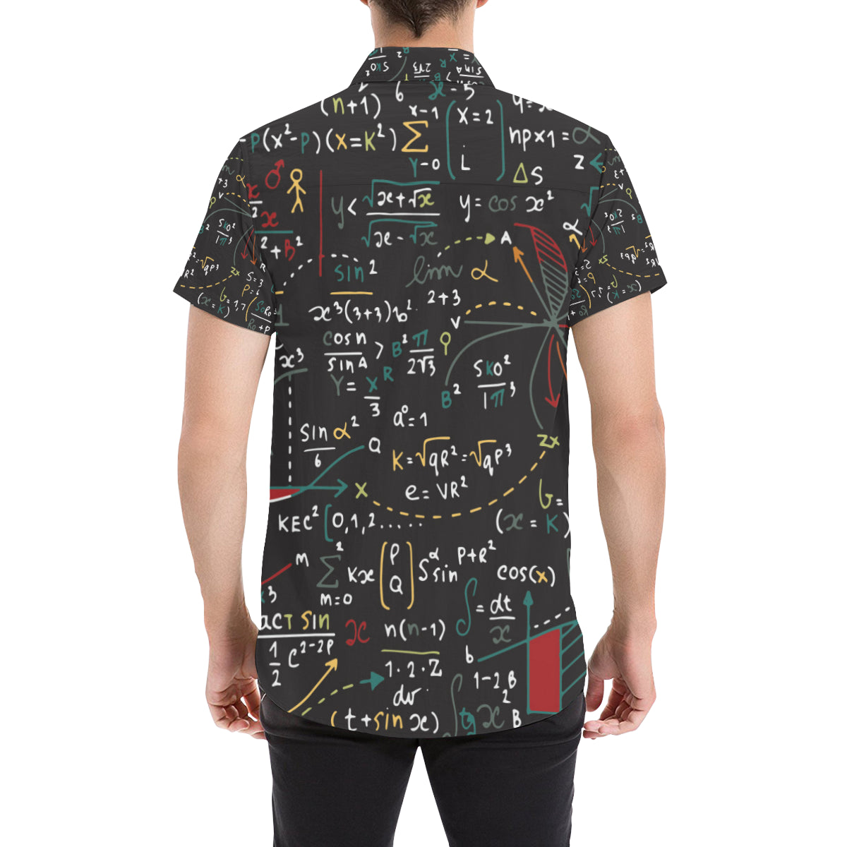 Math Pattern Print Design 04 Men's Short Sleeve Button Up Shirt