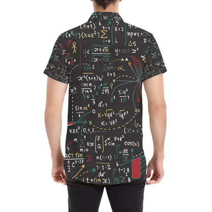 Math Pattern Print Design 04 Men's Short Sleeve Button Up Shirt