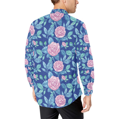 Camellia Pattern Print Design CM05 Men's Long Sleeve Shirt