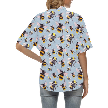 Bee Pattern Print Design BEE08 Women's Hawaiian Shirt