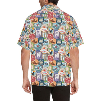 Travel Stamp Print Design LKS301 Men's Hawaiian Shirt