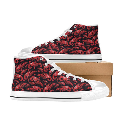 Shrimp Print Design LKS303 High Top Women's White Shoes