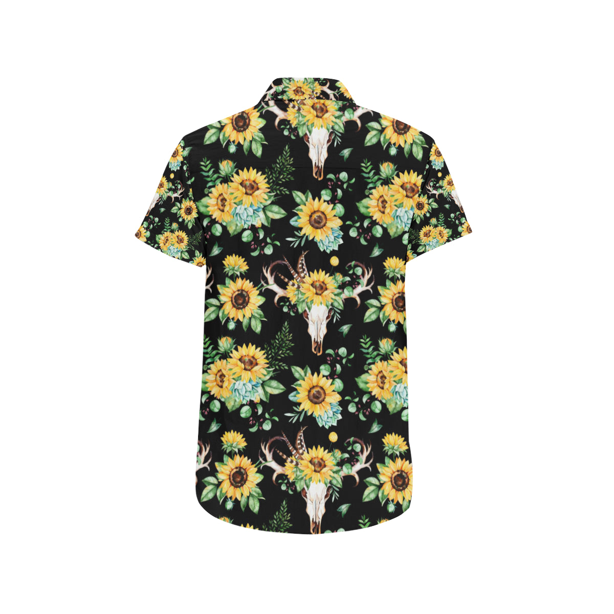 Sunflower Pattern Print Design SF08 Men's Short Sleeve Button Up Shirt