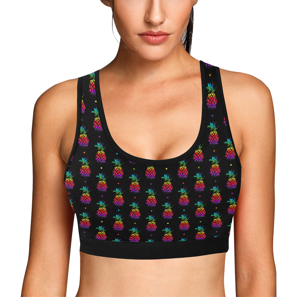 Pineapple Rainbow Dot Print Sports Bra