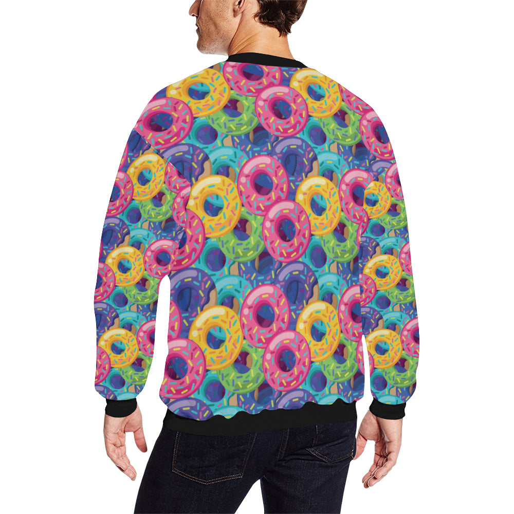 Donut Pattern Print Design DN010 Men Long Sleeve Sweatshirt