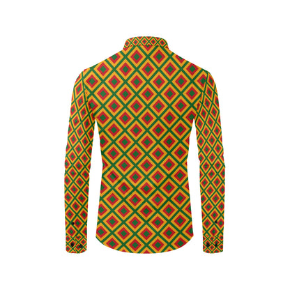 Rasta Reggae Color Cross Men's Long Sleeve Shirt
