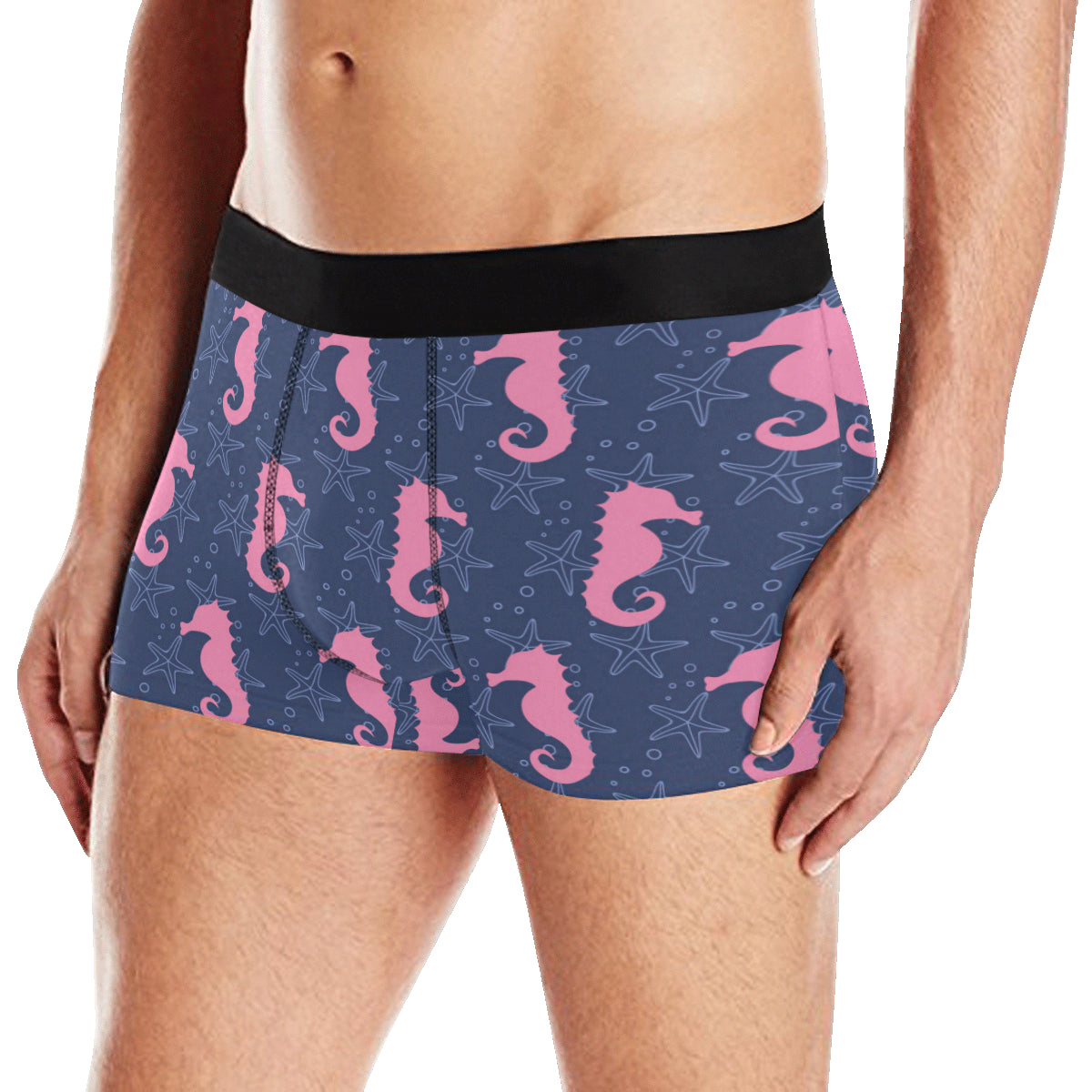 SeaHorse Pink Pattern Print Design 02 Men's Boxer Briefs