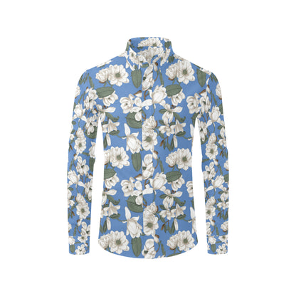 Magnolia Pattern Print Design 01 Men's Long Sleeve Shirt
