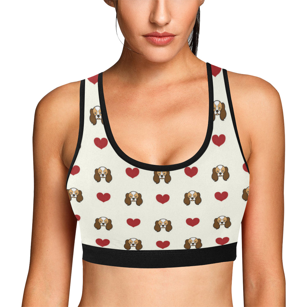 Cavalier King Charles Spaniels Pattern Print Desig Sports Bra