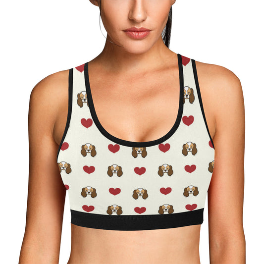Cavalier King Charles Spaniels Pattern Print Desig Sports Bra
