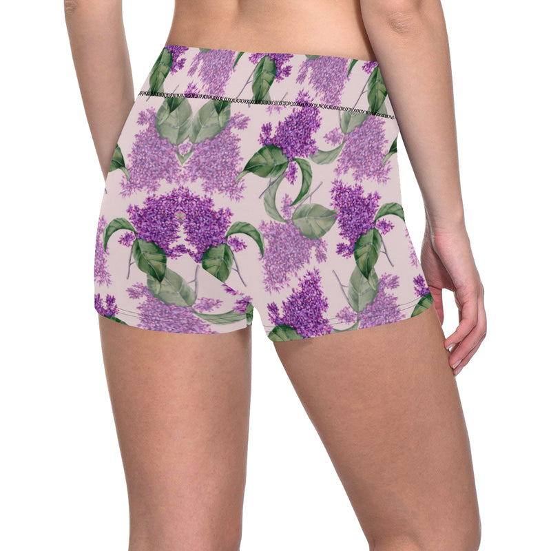 Lilac Pattern Print Design LI02 Yoga Shorts