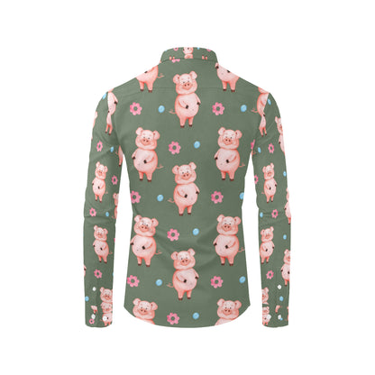 Pig Pattern Print Design 03 Men's Long Sleeve Shirt
