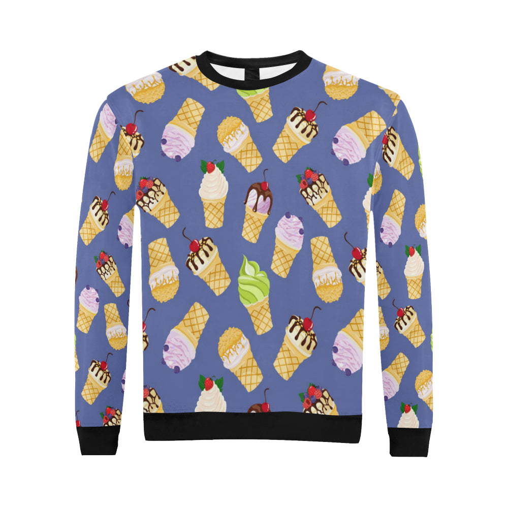 Ice Cream Pattern Print Design IC03 Men Long Sleeve Sweatshirt