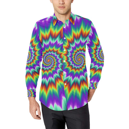 Optical illusion Pulsing fiery spirals Men's Long Sleeve Shirt
