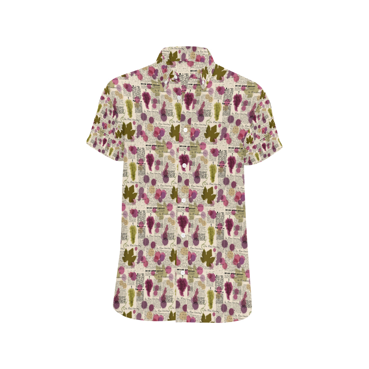 Wine Style Design Print Men's Short Sleeve Button Up Shirt