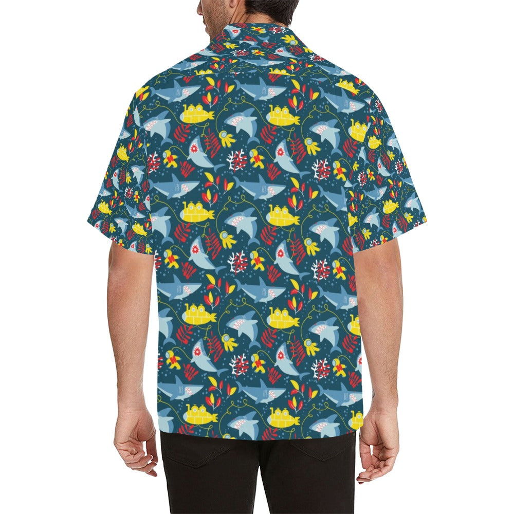 Scuba With Sharks Print Design LKS303 Men's Hawaiian Shirt
