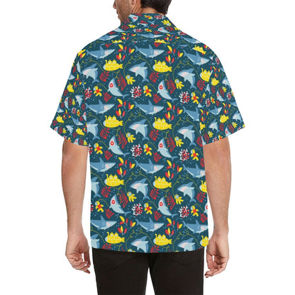 Scuba With Sharks Print Design LKS303 Men's Hawaiian Shirt