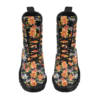 Tropical Flower Pattern Print Design TF02 Women's Boots