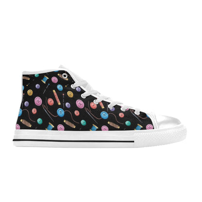 Sewing Print Design LKS309 High Top Women's White Shoes